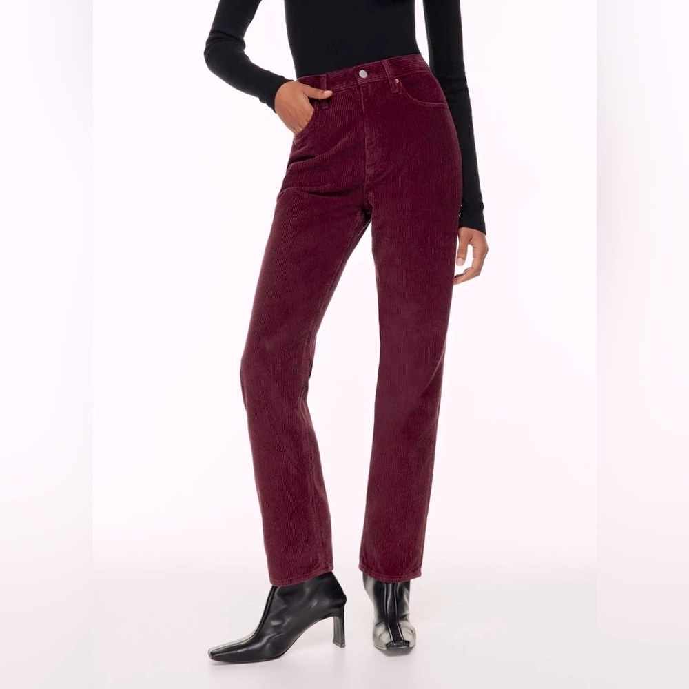 🍷 NWT ARITZIA 90s Joni High Rise Loose Corduroy Spiced Burgundy